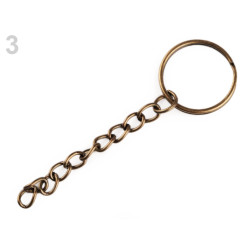 Anneau porte-clé avec chaine / métal argent, bronze / Porte clef avec chainette de sécurité