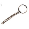 Anneau porte-clé avec chaine / métal argent, bronze / Porte clef avec chainette de sécurité