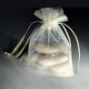 10 Sachets cadeau organza et strass 10cm / Blanc ou ivoire / cadeaux invités mariage, emballage cadeau, sachets voile organza
