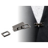 Bouton crochet métal/ argent ou noir / Pince agrafe de fermeture pour veste, gilet, sac, maroquinerie