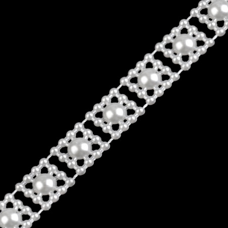 Galon imitation perles 9mm / Ivoire, blanc, argent / décoration mariage, perles nacrées