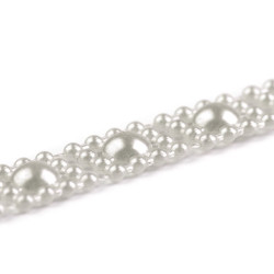 Galon imitation perles 9mm / Ivoire, blanc, argent / décoration mariage, perles nacrées