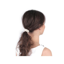 Elastique à cheveux avec perles / ivoire, blanc, argent, noir / Pour chignon ou queue de cheval