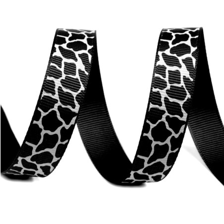 Ruban grosgrain gros grain imprime animal jungle leopard / Marron ou noir