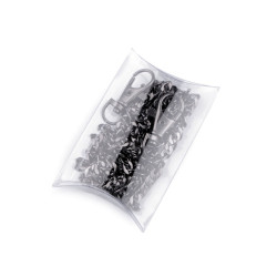 Anse de sac chaîne maille plate en métal 120 cm  / argent ou noir