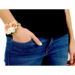 Bracelet corde et fleurs / Bracelet mariage romantique, mariage champêtre, bracelet fleurs