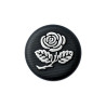 5 boutons noirs motif fleur rose 15 mm / argent ou or