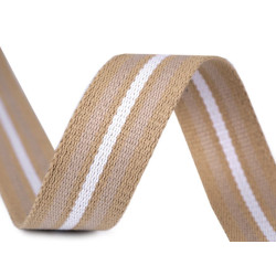 Sangle tressée bicolore double face 38mm / ivoire et marron / Sangles en coton bandoulières anses de sac, ceintures, cabas, besa
