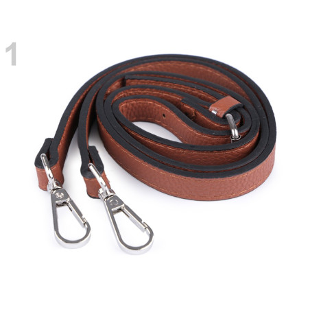 Bandoulière anse de sac simili cuir avec mousquetons / Noir, marron / Ajustable  113 - 123 cm / bandouliere cuir ajustable, anse