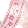 3M Ruban de satin ivoire imprimé guirlande de fleurs roses 25mm / emballage cadeau, décoration fête des mères, anniversaire, Pri