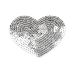 5 patchs thermocollants coeur avec sequins 5 cm / Nombreux coloris / patch coeur paillettes à appliquer au fer 
