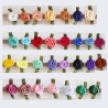 25 Mini petites roses et feuilles en ruban satin 12mm / Nombreux coloris / Fleurs satin, petites roses tissu décoration mariage 