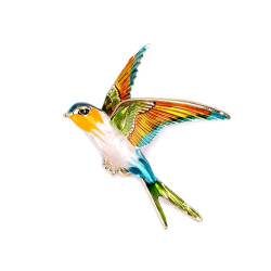 Broche oiseau multicolore émail / oiseau arc-en-ciel, broche élégante jaune, bleu, vert, orange 