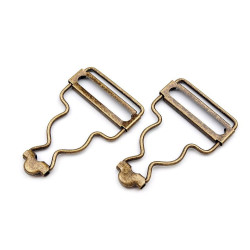 2 boucles métal argent pour bretelles, attaches et réglage bretelles de salopette / 30 et 38 mm argent / boucles pour bretelles 