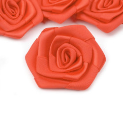 5 roses satin 50mm  / Fleurs en ruban de satin, petites roses tissu décoration mariage, appliqués fleurs 
