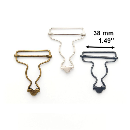 2 boucles métal argent pour bretelles, attaches et réglage bretelles de salopette 38 mm  / boucles pour bretelles 