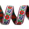 Ruban folklorique 25 mm, ruban polyester ethnique à fleurs pour costumes ou vêtements folkloriques 