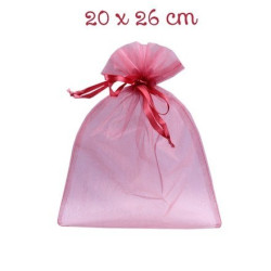1 sachet organza rose cyclamen 20 x 26 cm emballage