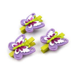 3 mini pinces à linge papillon violet