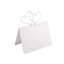6 Cartons blancs marque place ou marque table avec coeurs