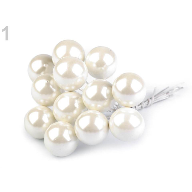 Bouquet de 12 perles ivoires sur tige métal