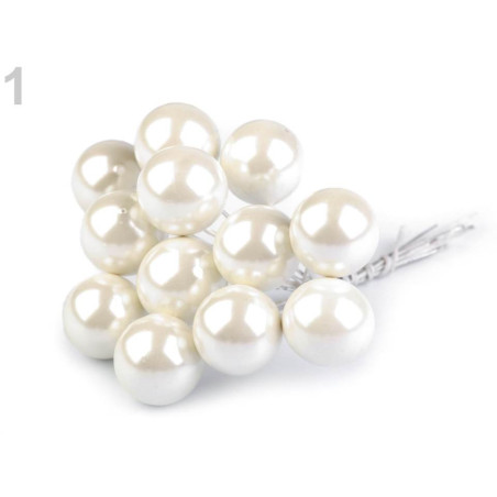Bouquet de 12 perles ivoires sur tige métal