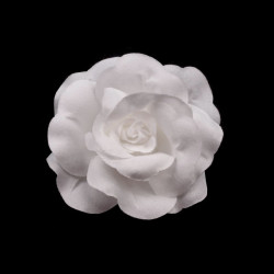 Grosse rose fleur en satin polyester rose fuchsia 6 cm