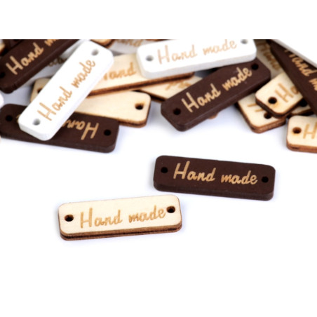 10 labels en bois Hand Made marron