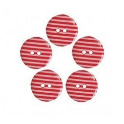5 boutons rayes rouge 18 mm avec 2 trous
