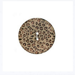 2 boutons bois imprimes leopard 20 mm
