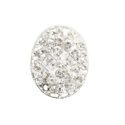 Bouton bijou cristal diamant 22 x 17 mm, or ou argent